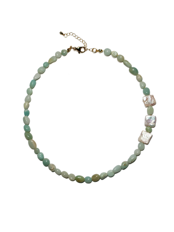 REGINA AMAZONITE & PEARL NECKLACE